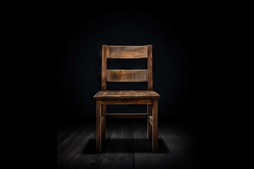 Solitude in Simplicity: Wooden Seat on Blank Background. Generative AI