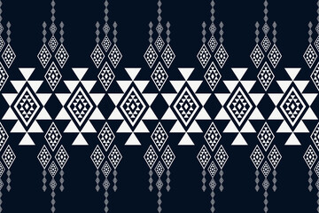 Ethnic southwest blue-white color pattern. Vector ethnic Navajo geometric shape seamless pattern. Southwest Navajo pattern use for fabric, textile, home decoration elements, upholstery, wrapping, etc.