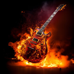 flaming guitar hd wallpaper