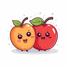 A cartoon of two fruit illustration