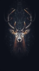 Majestic Deer in Bokeh Style on Dark Background. Generative AI
