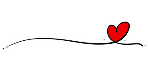 Red heart one symbol drawing line love concept