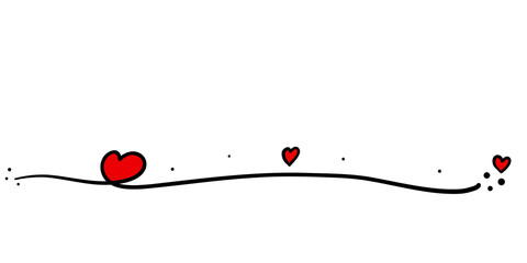 Three red heart drawing line love concept