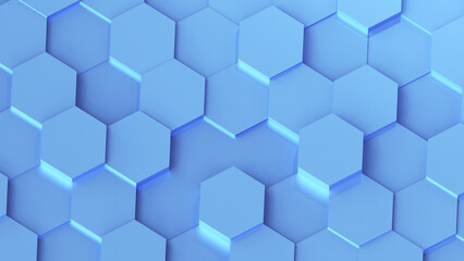 Blue hexagons geometric background, minimal honeycomb pattern wallpaper.