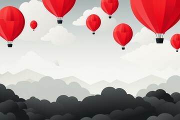 Obraz premium Air balloons paper cut mountains. Generate Ai