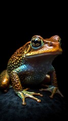 Vintage Style Frog on Dark Background. Generative AI
