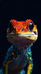 Pop Art Gecko on Dark Background. Generative AI