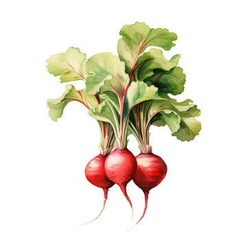 recommend clip art: Watercolor radish. Vegetable clipart illustration. Generative AI
