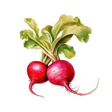 recommend clip art: Watercolor radish. Vegetable clipart illustration. Generative AI