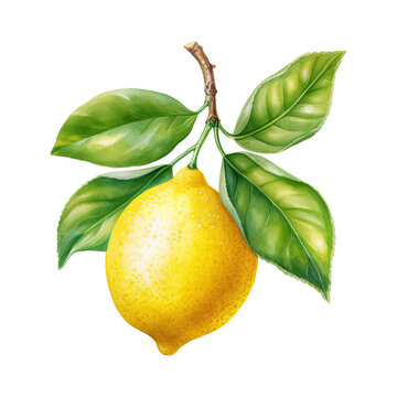Watercolor lemon. Vegetable clipart illustration. Generative AI
