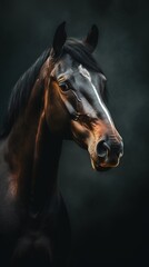 Elegant Horse Collage on Dark Background. Generative AI
