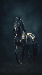 Obraz na płótnie Canvas Silhouette of a Horse on Dark Background. Generative AI