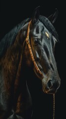 Vintage Horse on Dark Background. Generative AI