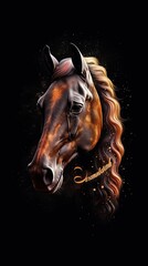 Elegant Horse Typography on Dark Background. Generative AI