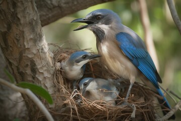 Bird jay nest natural. Generate Ai