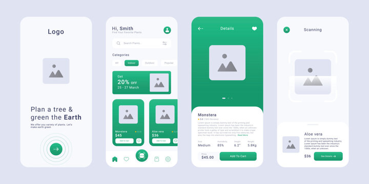 Plant shopping app ui Editable Template