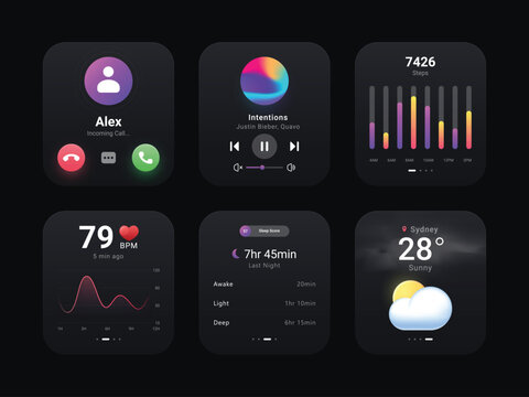 vector smart watch user interface editable template design 