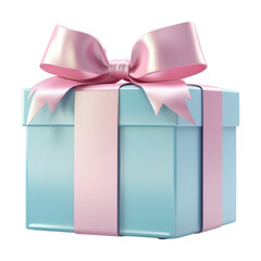 pink gift box isolated on transparent background cutout