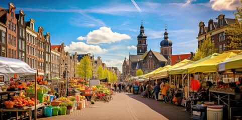 Capturing the Energy of Albert Cuyp Market, Amsterdam, generative ai