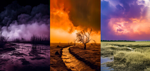 collage of pictures of different kinds of weather scene landscape