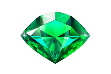Green Diamond Transparent Gem Jewelry with a Shiny Shine on Transparent Background. Generative AI
