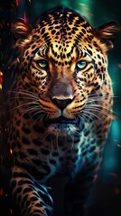 Abstract Leopard on Dark Background. Generative AI