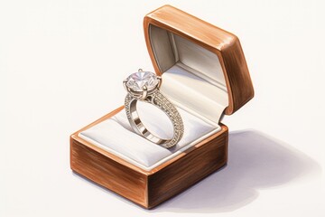 Watercolor wedding new ring. Generate Ai