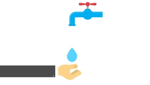 Washing hands under running water. Hygiene concept. Video animation.