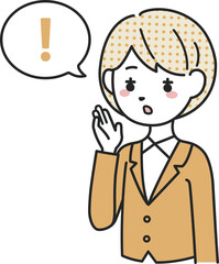 驚くスーツを着た女性