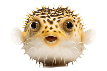 Puffer Fish Curious Gaze, Isolated on Transparent Background. Generative AI