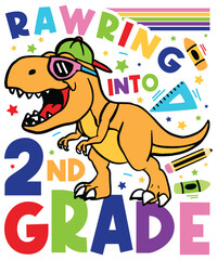 rawring into 2nd grade back to school svg, back to school, kindergartens svg, pre k funny kids