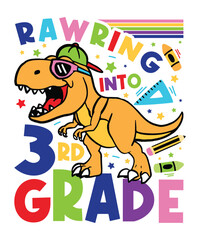 rawring into 3rd grade back to school svg, back to school, kindergartens svg, pre k funny kids