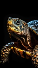 Fototapeta na wymiar Turtle in Bokeh Style on Dark Background. Generative AI