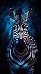 Collage of Zebras on Dark Background. Generative AI