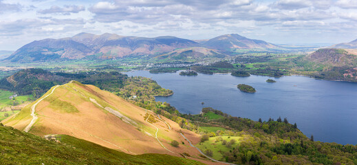 Views from Catbells near Keswick in the lake district Cumbria north east England UK