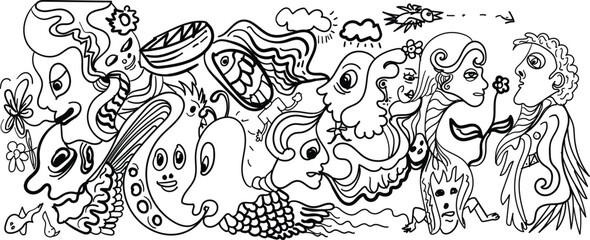 black and white doodle lowbrow art contemporary art uncle punk tattoo