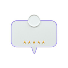 Five gold star rate review customer experience quality service concept award, ranking icon symbol 3D rendering 