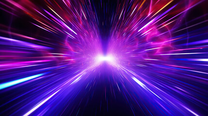 Fototapeta premium Lightspeed travel background. Galaxy and cosmos exploration. Generative AI