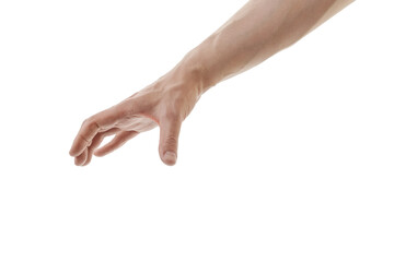 Man hand to grab something isolated on white background