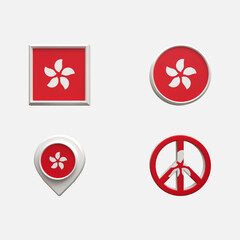 3D Realistic Location map pin gps pointer markers Flag Concept Flag 3d rendering