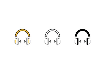 Headphone icons set vector stock illustration.