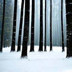 forest trees cover  with snow