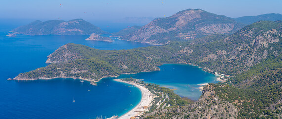 Oludeniz (Blue Lagoon) view from the Lycian Way. Mugla, Turkey - July 10, 2023.