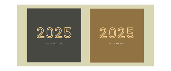 Happy New Year 2025 design brochure design template, card, banner. Vector drawing.