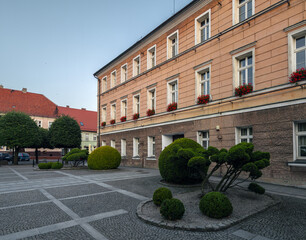 Town hall (Urząd miasta) at the old market square in  Pleszew, Wielkopolska, Poland