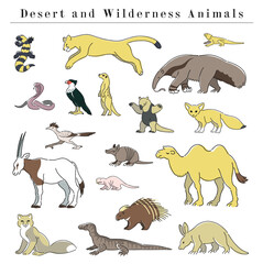 砂漠と荒野の動物のイラストセット