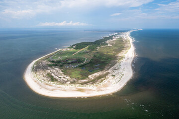 Fototapeta na wymiar Aerial view of the historic Fort Morgan near Gulf Shores