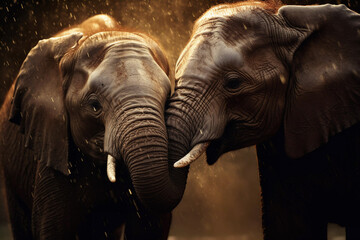 Fototapeta na wymiar two elephants in love