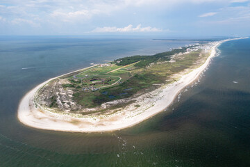 Fototapeta na wymiar Aerial view of the historic Fort Morgan near Gulf Shores