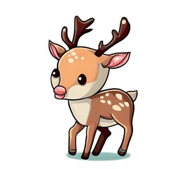 Deer cartoon illustration art color with a transparent background generative AI.